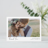 Foto Elegant Chic Script Wedding Bedankkaart (Staand voorkant)
