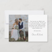 Foto Elegant Chic Script Wedding Bedankkaart (Achterkant)
