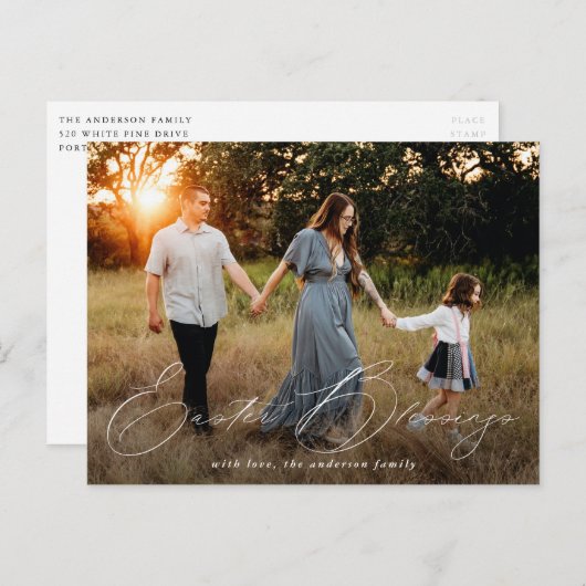 Foto Elegant Easter Blessings Feestdagenkaart (Voorkant / Achterkant)