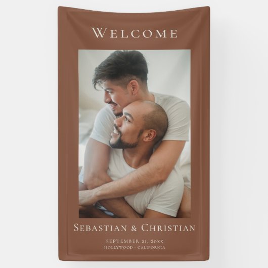 Foto Elegant Eenvoudig Welkom Bruiloft Spandoek (Verticaal)