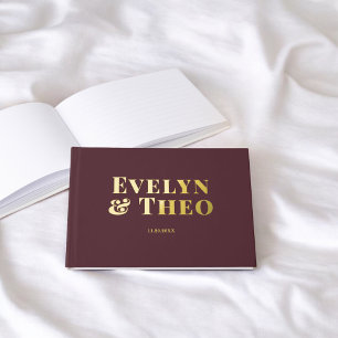 Foto Elegant Eenvoudige Bourgondische bruiloft gas Gastenboek