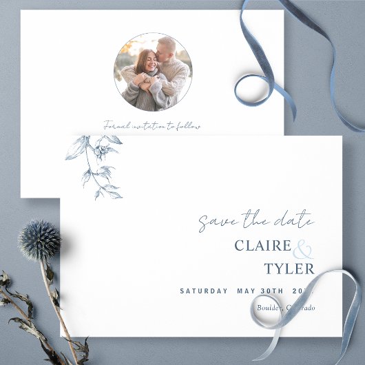Foto, Elegant en Minimal Blue Wedding Save The Date
