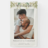 Foto Elegant Foliage Welkom Bruiloft Spandoek (Verticaal)