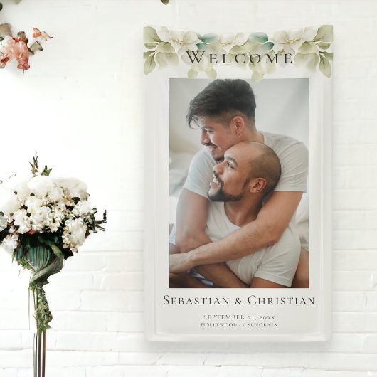 Foto Elegant Foliage Welkom Bruiloft Spandoek