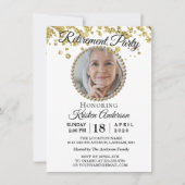 Foto: Elegant Gold Glitter Retirement Party Kaart (Voorkant)