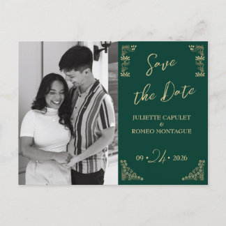 Foto, Elegant goud Art Deco op groen opslaan van d Briefkaart