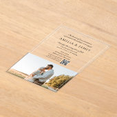 Foto Elegant Kalligrafie QR-code Acryl Uitnodigingen (Laagn)