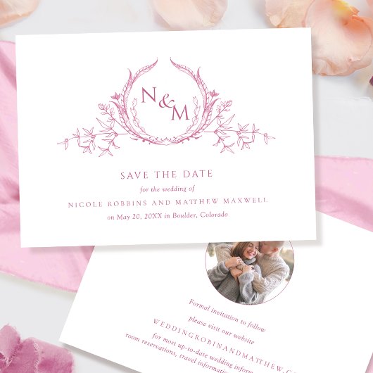 Foto: Elegant Mauve Pink Monogram Wedding Save The Date