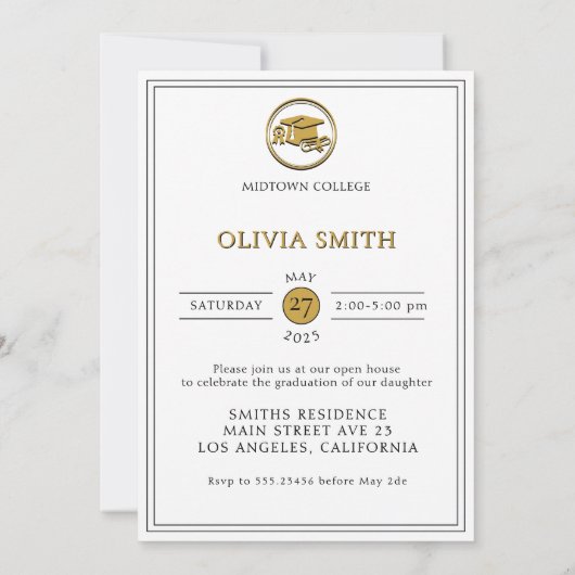 Foto Elegant Script Afstuderen Open Huis Kaart (Achterkant)
