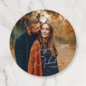 Foto Elegant Script Boho Wedding Bedankjes Labels (Voorkant)