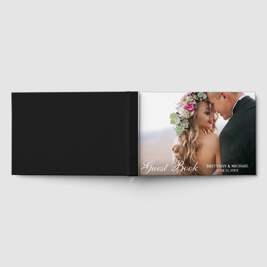 Foto Elegant Script Bruiloft Gastenboek (Volledig)