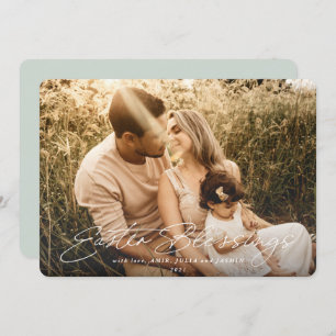 Foto Elegant Script Easter Blessing Feestdagenkaart