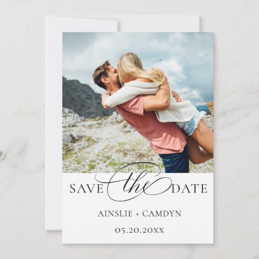 Foto Elegant Script Save The Date (Voorkant)