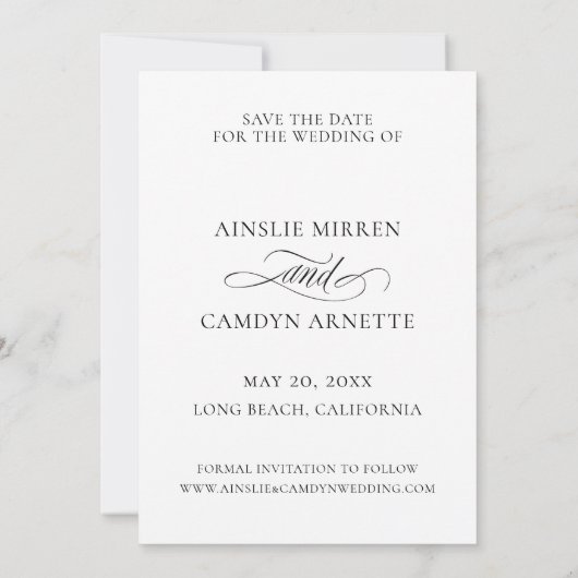 Foto Elegant Script Save The Date (Achterkant)