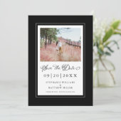Foto Elegant Script Weduwend Black Border Save The Date (Staand voorkant)