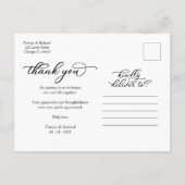 Foto Elegant White Script Hartelijk dank Briefkaart (Achterkant)