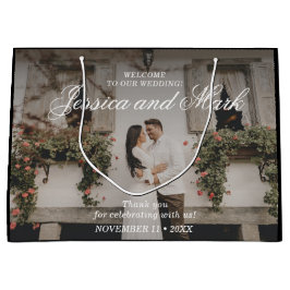 Foto Elegant Zwart Bruiloft Welkom Groot Cadeauzakje