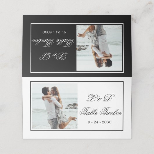 Foto Elegant Zwart Wit Trouwtafel Nummer (Buitenkant ongevouwen)