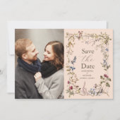 Foto Elegante  bloemenbruiloft Save The Date (Voorkant)