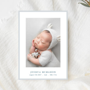 Foto Elegante Blue lijst baby Geboorte Aankondiging