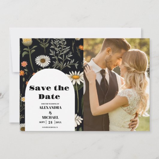 Foto Elegante Boho Wildflower bruiloft Save The Date (Voorkant)