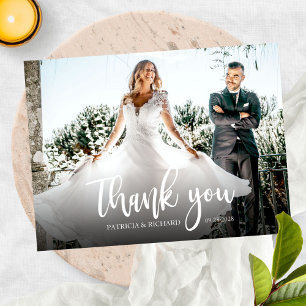 Foto Elegante Calligrafie Huwelijk Bedankt Briefkaart