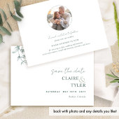 Foto, elegante en minimale groene bruiloft save the date