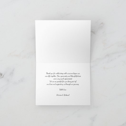 Foto Elegante kalligrafie bruiloft dank u Bedankkaart (Binnen)