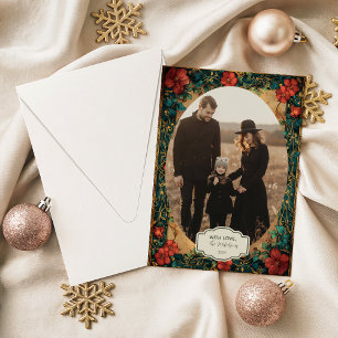 Foto Elegante Rode Amaryllis Kerstmis Feestdagenkaart