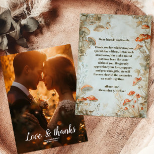 Foto Elegante Woodland Mushroom Varen Bruiloft Bedankkaart