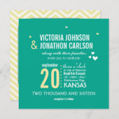 Foto: Emerald Yellow Zig Zag Typography Wedding Kaart (Voorkant / Achterkant)