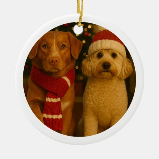 Foto en aangepaste tekst gepersonaliseerd keramisch ornament (Voorkant)