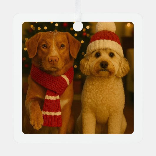 Foto en aangepaste tekst gepersonaliseerd metalen ornament (Voorkant)