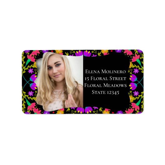 Foto en adres van Mexican Fiesta Floral Etiket (Voorkant)