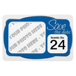 Foto en datum Blauw "Save the Date" 4x6 Magnet Magneet
