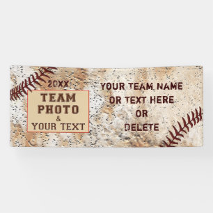 Foto en gepersonaliseerde honkbanner, vintage spandoek