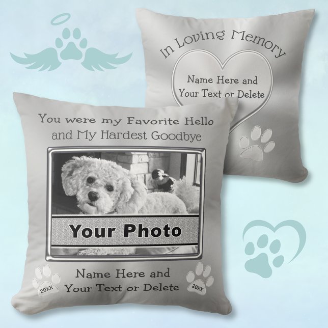 FOTO en gepersonaliseerde huisdier Memorial kussen (What to give someone who had to put their dog down? Dog memorial pillow. Comforting Sympathy Gifts)