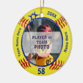 Foto en Gepersonaliseerde Softbal Team Gift Ideeën Keramisch Ornament (Links)