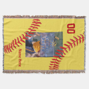 Foto- en Jouw tekst Softball Blanket voor spelers Deken
