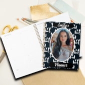 Foto en naam voor meisjes - Black White Leaf Planner