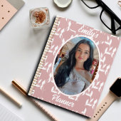 Foto en naam voor meisjes - Pink Leaf Pattern Planner