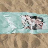 Foto en naamscript gepersonaliseerd strandlaken