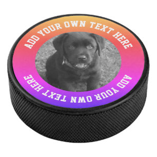 Foto en tekst gepersonaliseerd uniek hockey puck