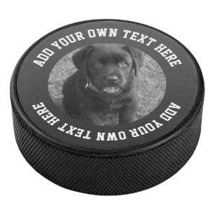 Foto en tekst gepersonaliseerd uniek hockey puck