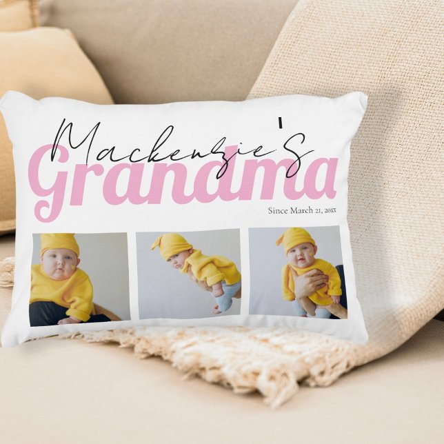 Foto en tekst oma op maat gepersonaliseerd accent kussen (Photo and Text Grandma Custom Personalized Accent Pillow by Ricaso. Available in other colors)