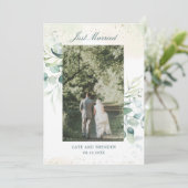 Foto: Eucalyptus Greenery Rustic Wedding Reception Kaart (Staand voorkant)