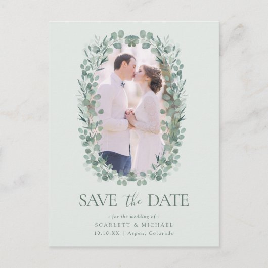 Foto Eucalyptus Save the Date Briefkaart (Voorkant)