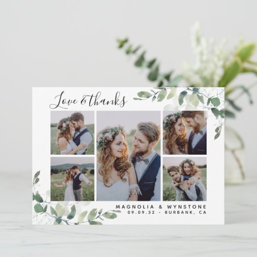 Foto Eucalyptus Wedding Bedankkaart (Staand voorkant)