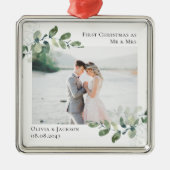 Foto Eucalyptus Wedding Metalen Ornament (Voorkant)