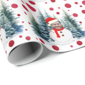 Foto Face Christmas Funny Snowman Cadeaupapier (Rol Hoek)